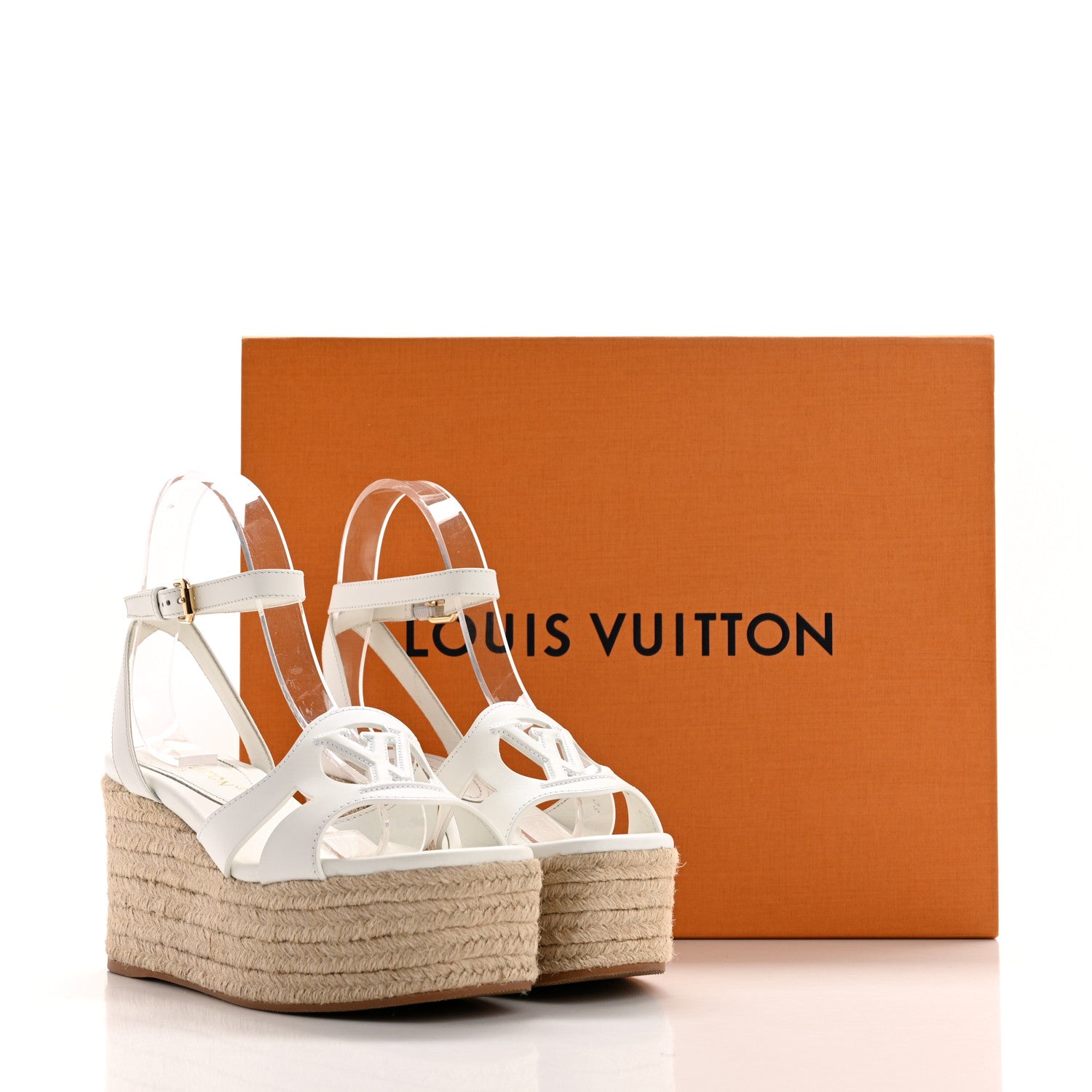 Louis Vuitton Calfskin LV Isola Espadrille Wedge Sandals 38 White 11 of 11