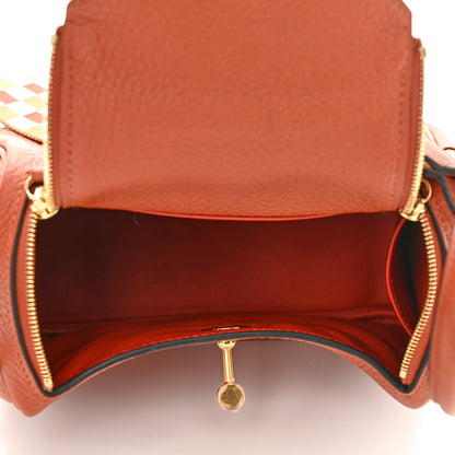 Hermes Taurillon Clemence Maxi Quadrille Mini Lindy 20 Cuivre Chai Nata Bleu Brume 5 of 10