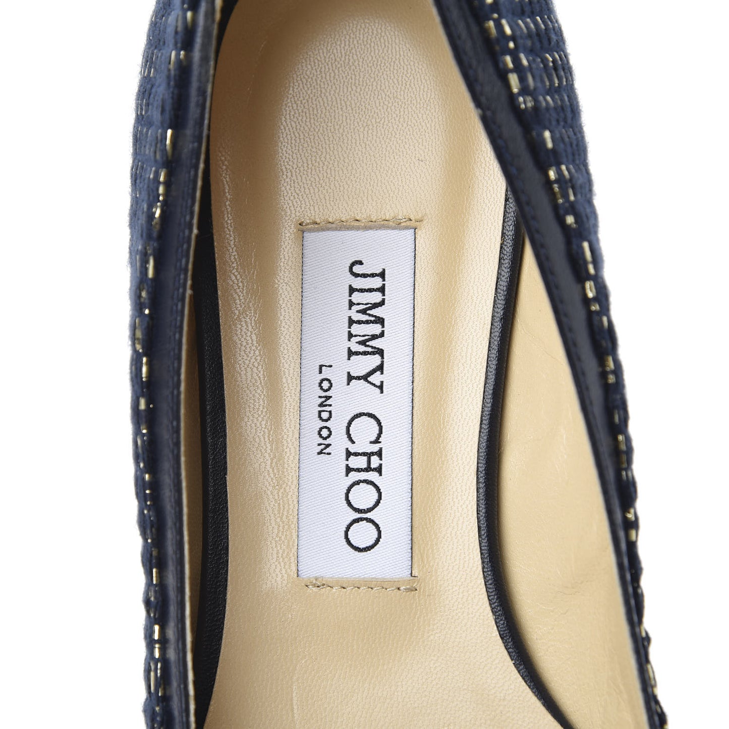 Metallic Fabric Kid Imogen Pointed Toe Flats 38 Navy Gold