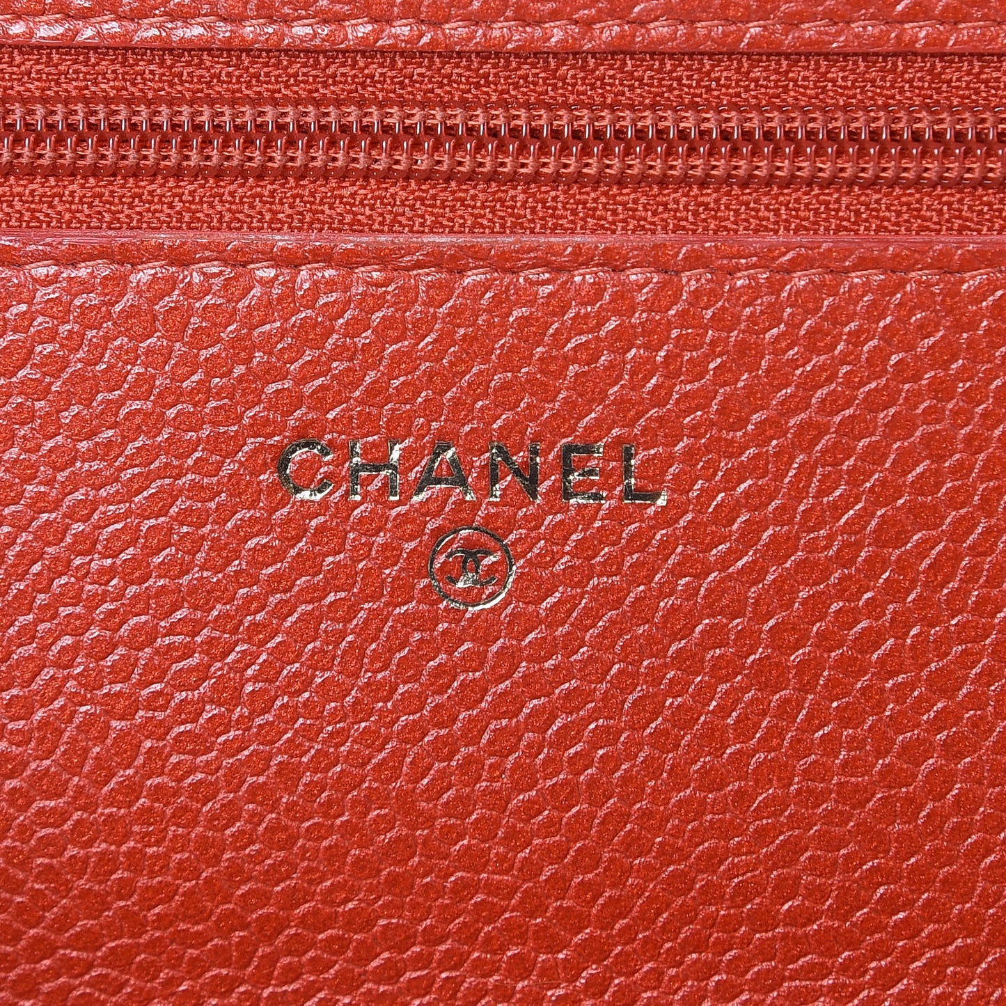 Pearly Caviar Quilted Wallet On Chain WOC Orange
