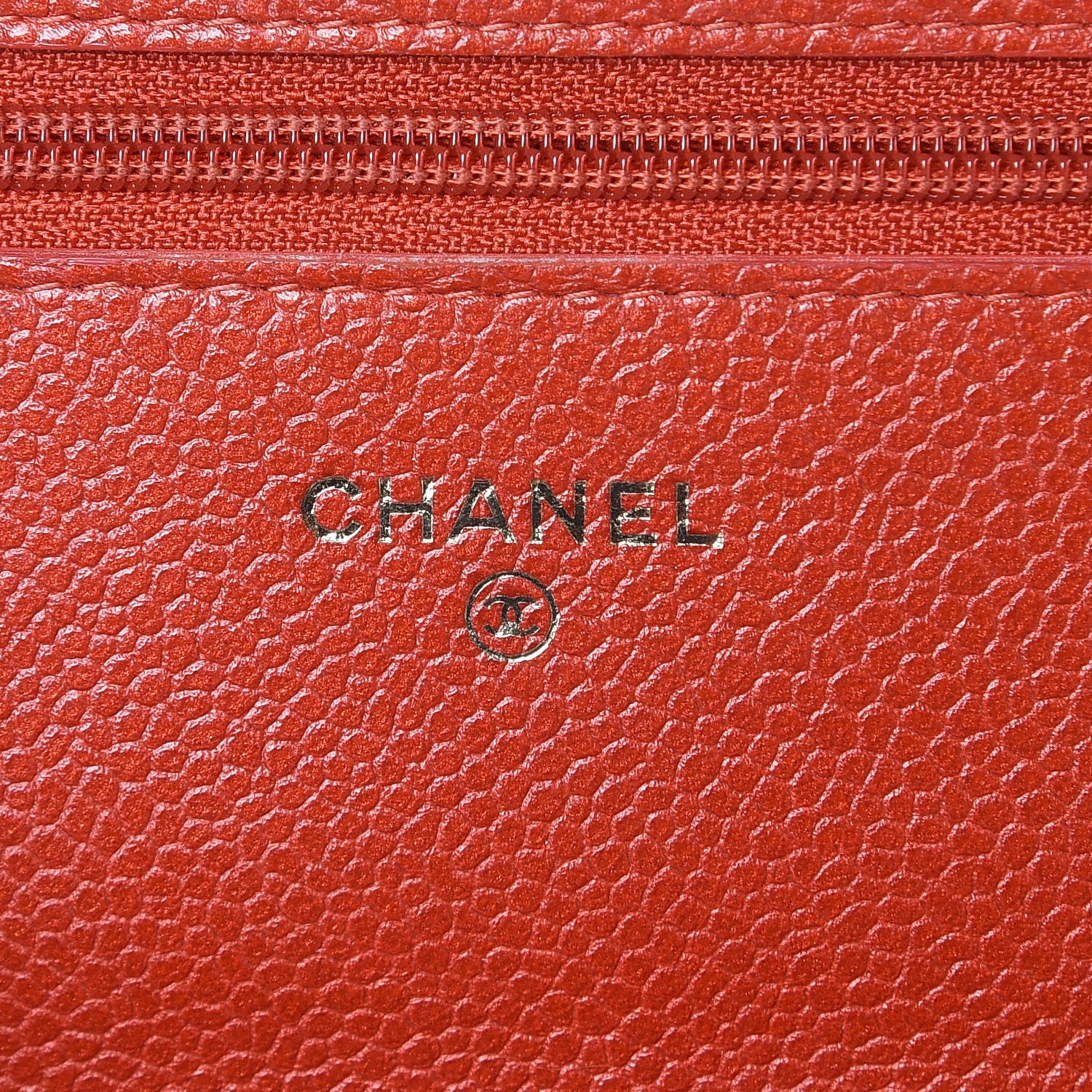 Chanel Pearly Caviar Quilted Wallet On Chain WOC Orange 8 of 13