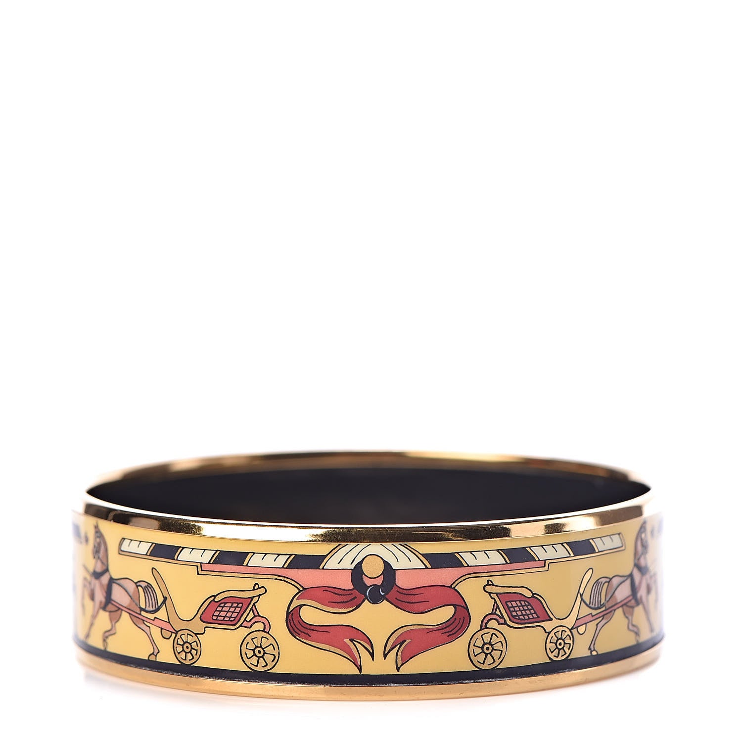 Hermes Enamel Printed Wide Chariots Bracelet 65 1 of 6