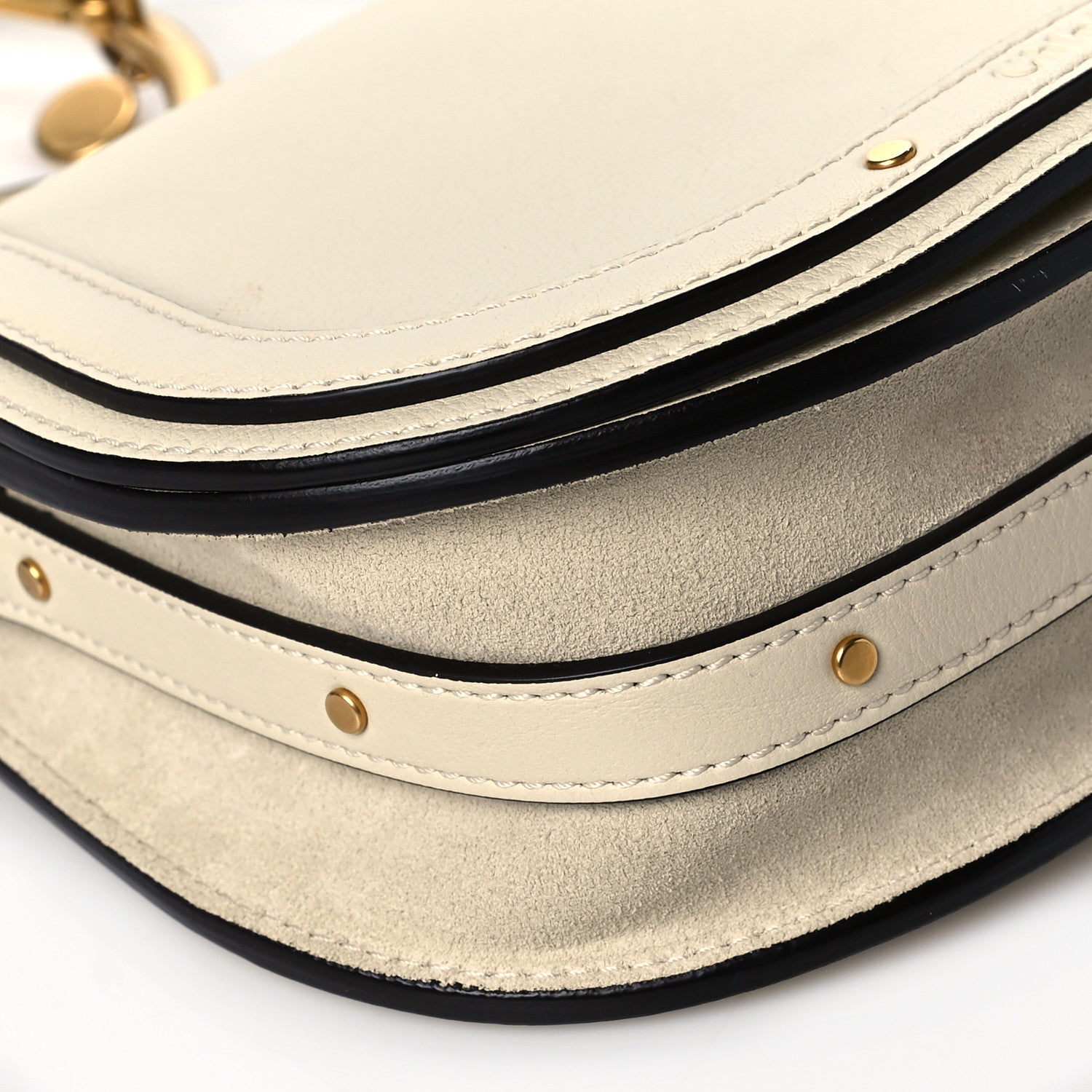 Chloe Calfskin Suede Small Nile Bracelet Bag Off White 10 of 11