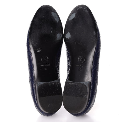 Chanel Aged Calfskin Quilted Cap Toe Ballerina Flats 37 Navy 7 of 14