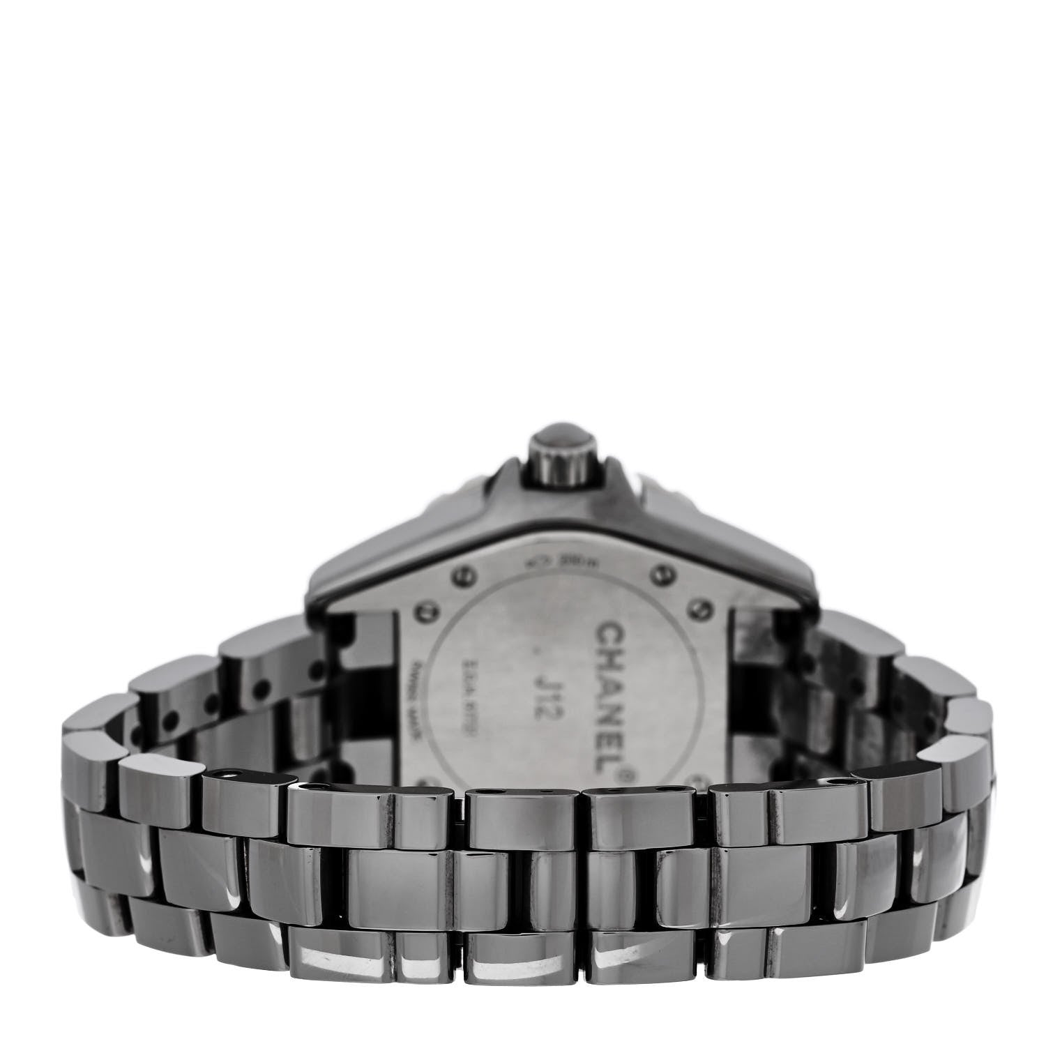 Chanel Stainless Steel Ceramic Diamond 33mm J12 Quartz Watch Black 3 of 4