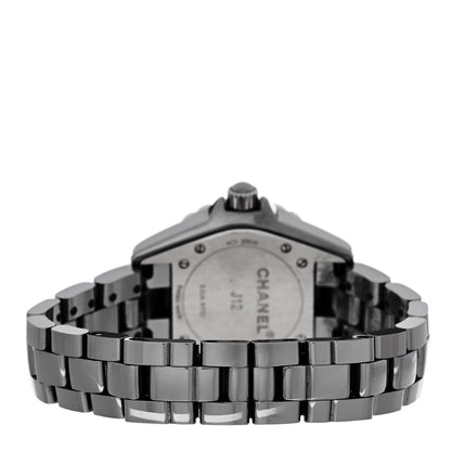 Chanel Stainless Steel Ceramic Diamond 33mm J12 Quartz Watch Black 3 of 4