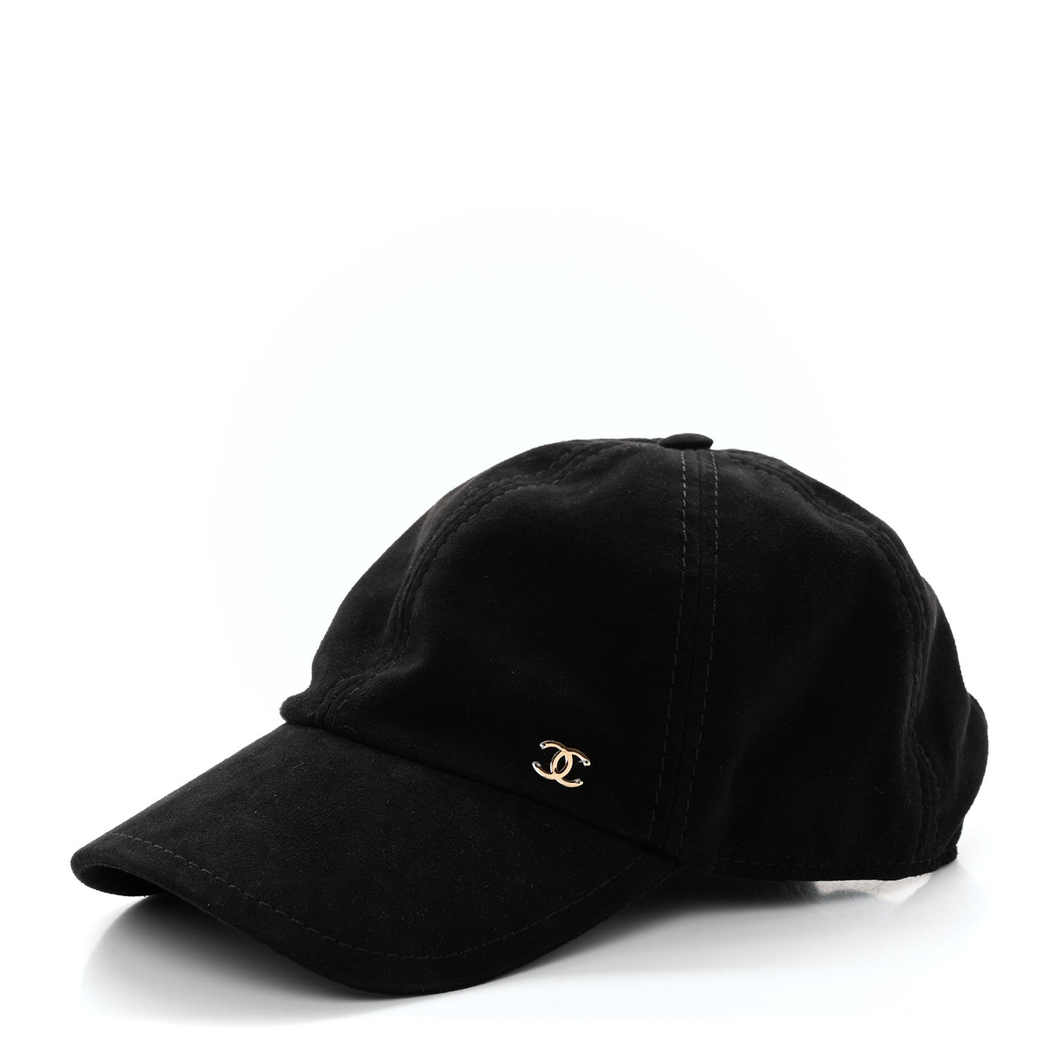 Chanel Suede Goatskin CC Cap Hat Black 1 of 9