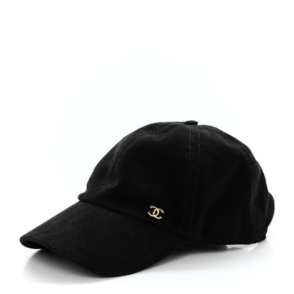 Chanel Suede Goatskin CC Cap Hat Black 1 of 9