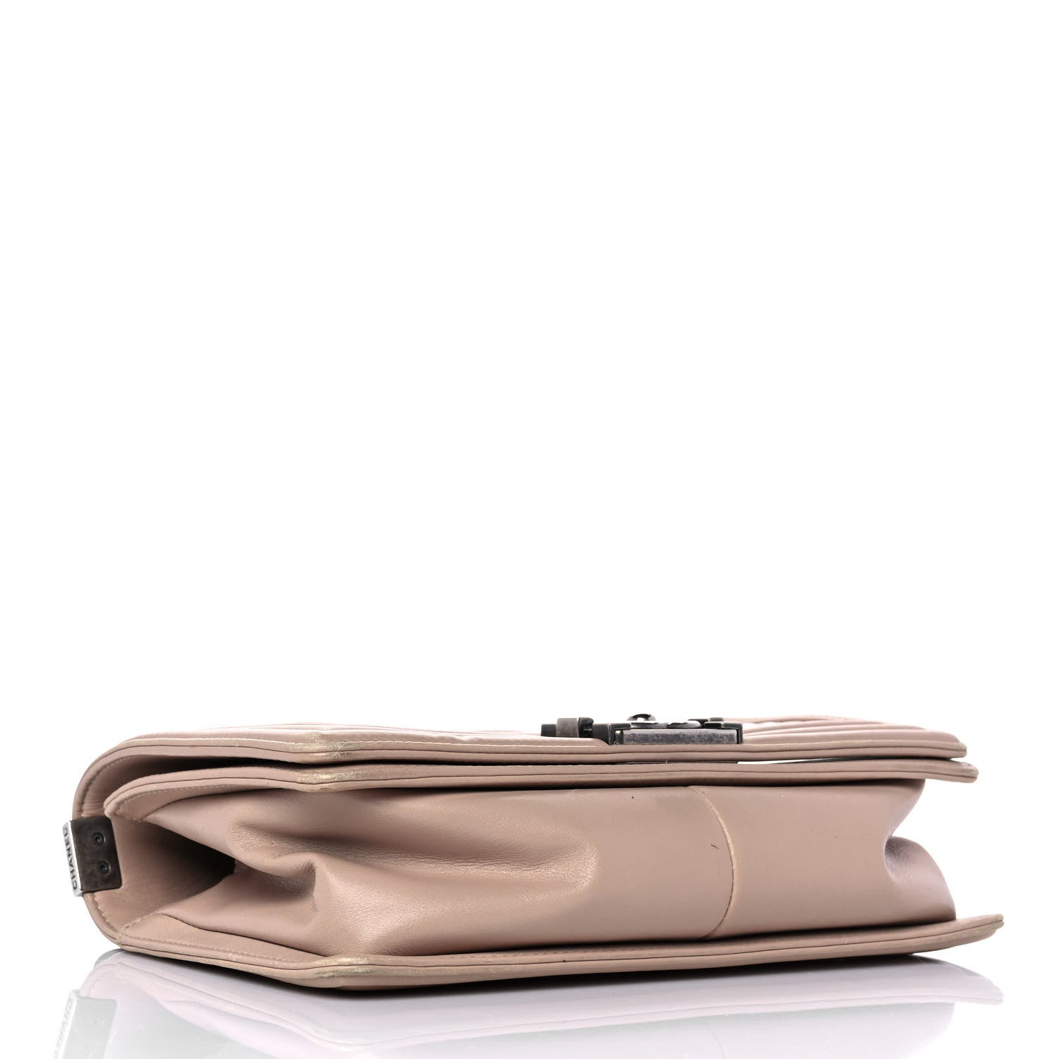 Chanel Lambskin Chevron Quilted Medium Boy Flap Beige 3 of 9