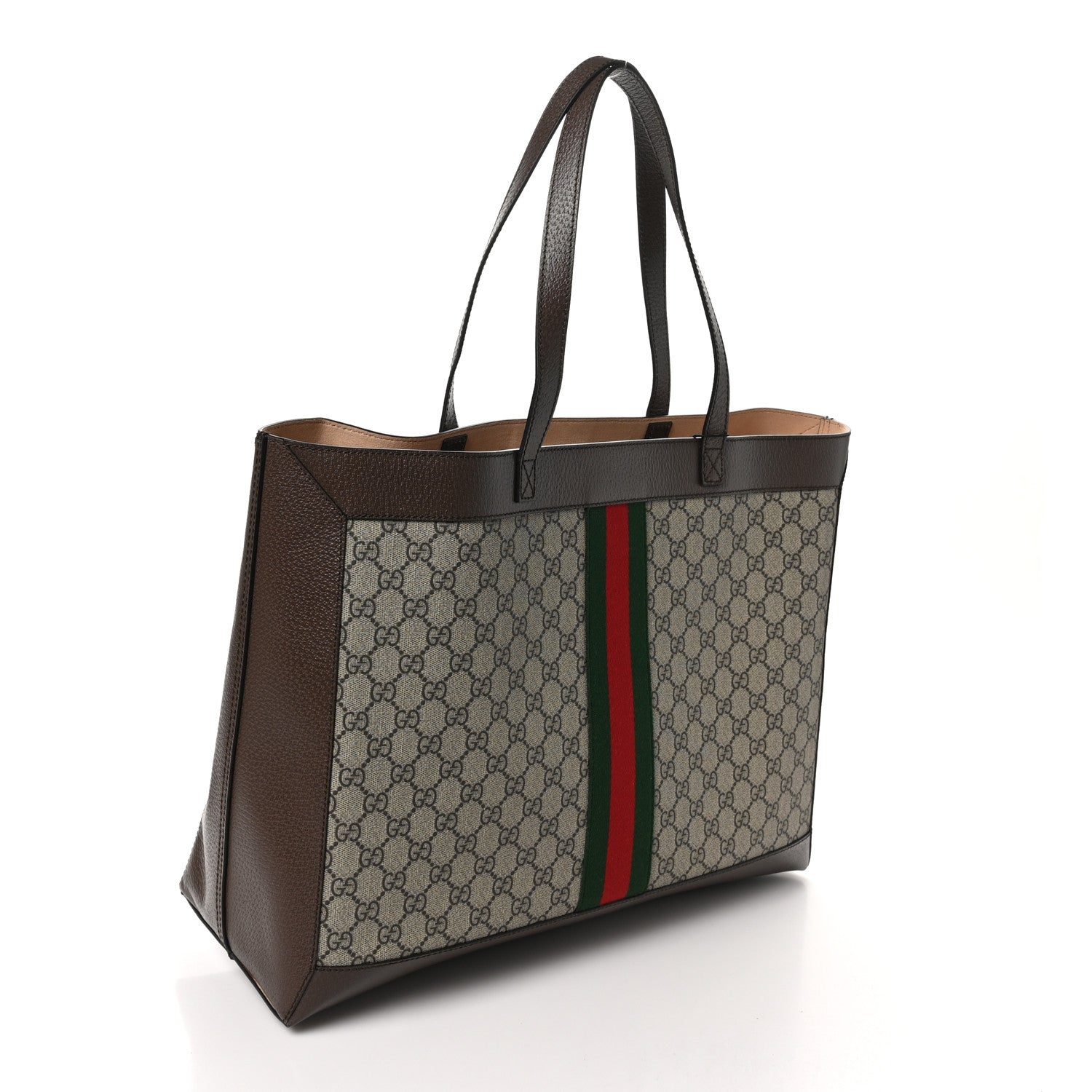 Gucci GG Supreme Monogram Web Ophidia Tote Brown 4 of 11