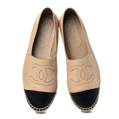 Chanel Lambskin CC Espadrilles 39 Beige Black 5 of 9