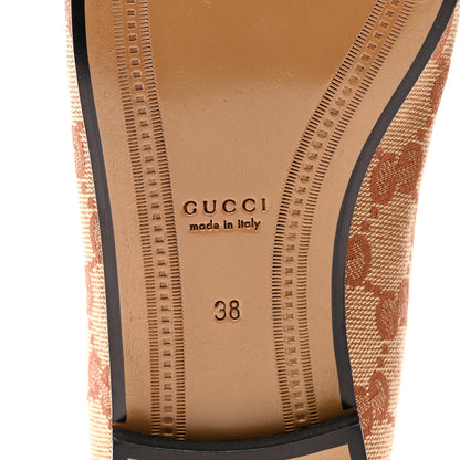 Gucci Canvas GG Monogram Horsebit Womens Jordaan Loafers 38 Beige Ruggine Rust 6 of 9