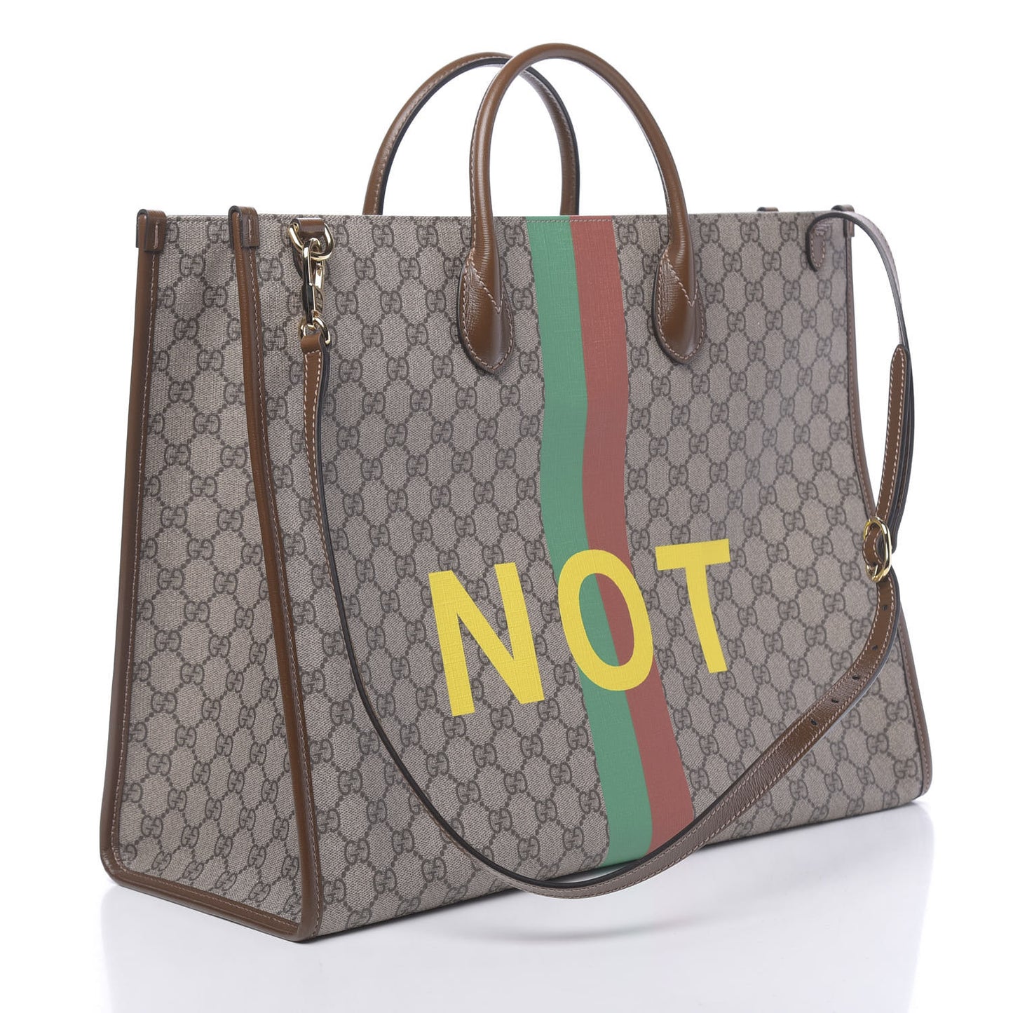 GG Supreme Monogram Fake/Not Large Retro Interlocking G Tote Bag Beige Brown Sugar