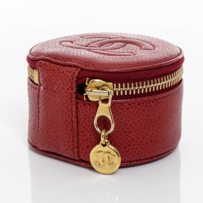 Chanel Small Caviar Jewelry Travel Case Dark Red 2 of 7