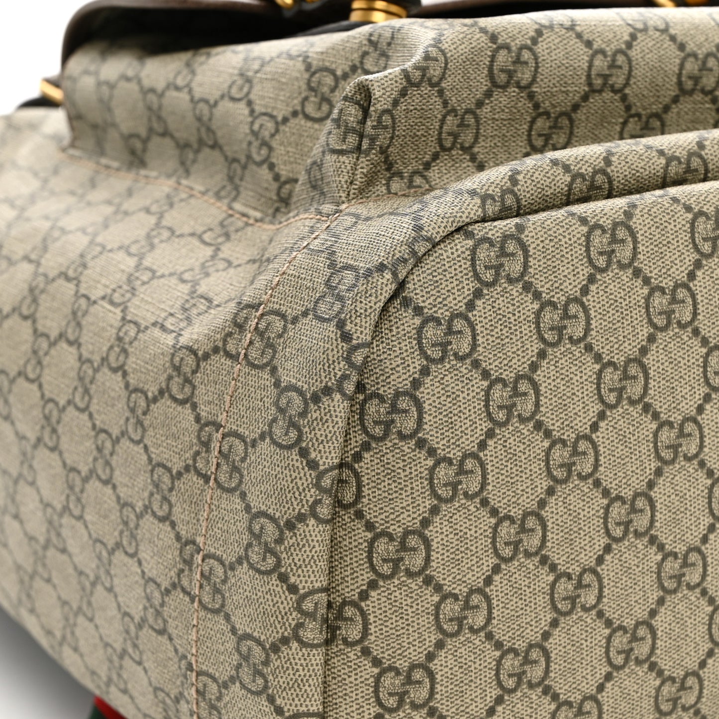 Soft GG Supreme Monogram Neo Vintage Double Buckle Backpack Beige New Acero Crop