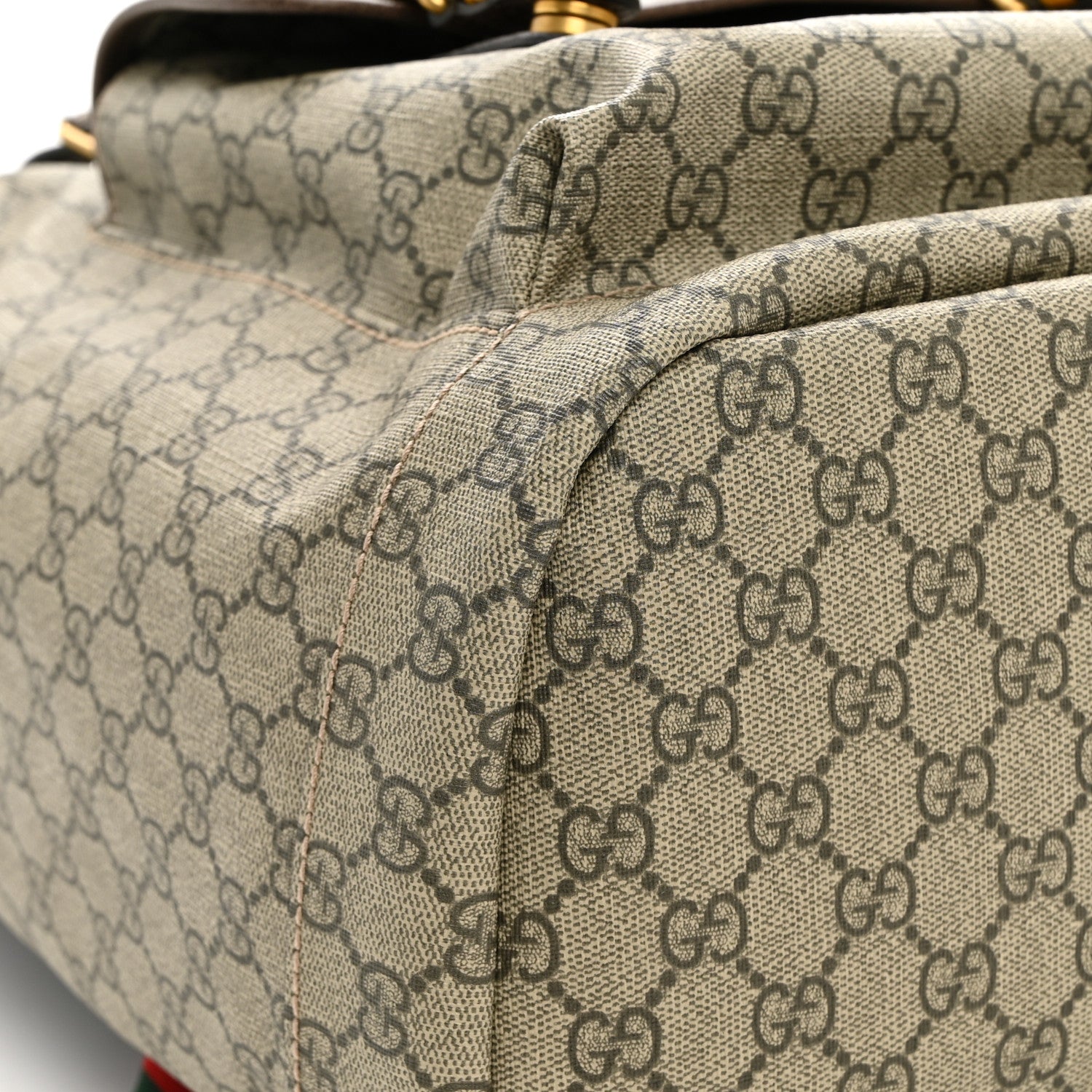 Gucci Soft GG Supreme Monogram Neo Vintage Double Buckle Backpack Beige New Acero Crop 8 of 9