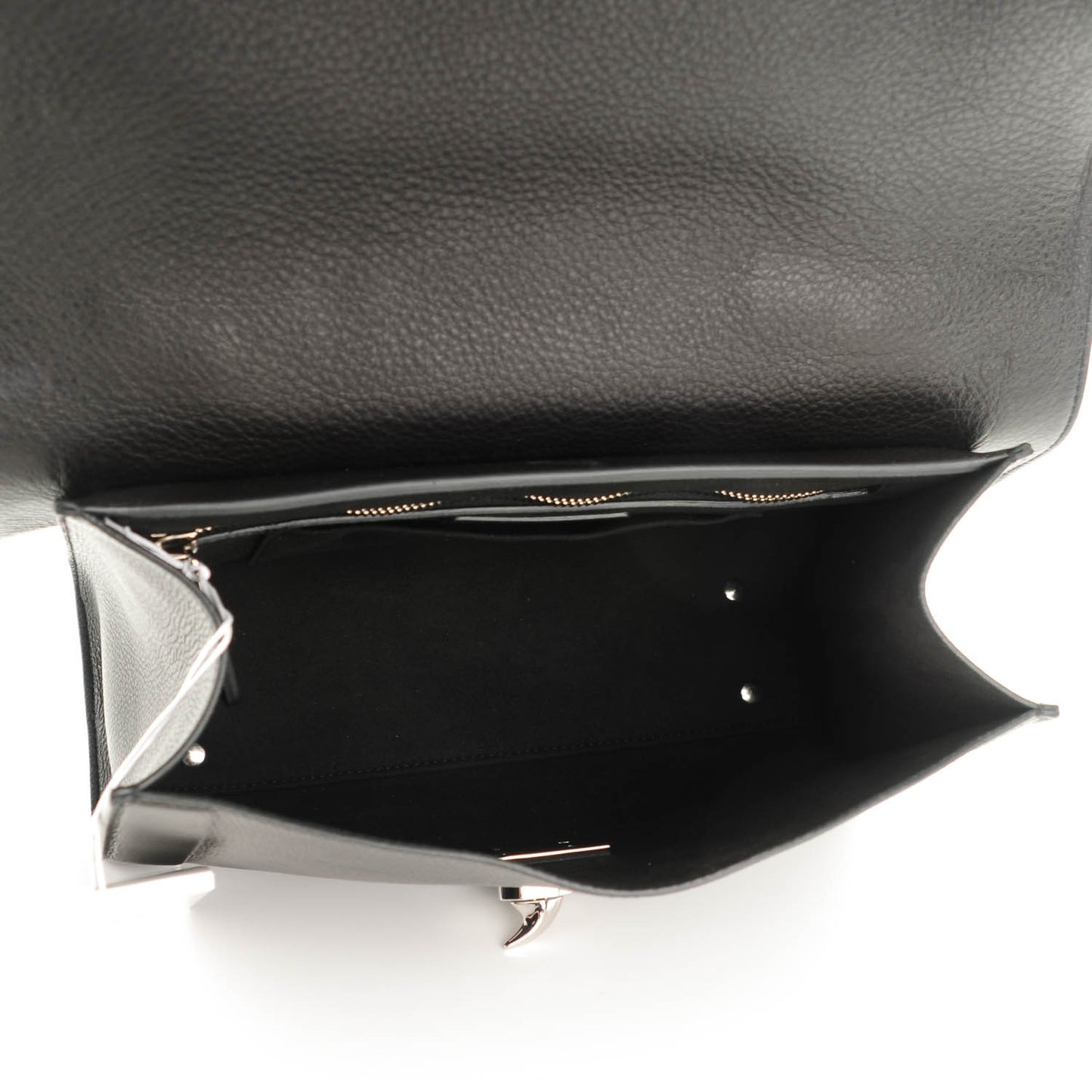 Grained Calfskin Small Shark Lock Satchel Black