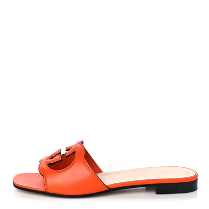 Gucci Cosmos Softy Calfskin Interlocking G Cut Out Slide Sandals 40 Deep Orange 1 of 8