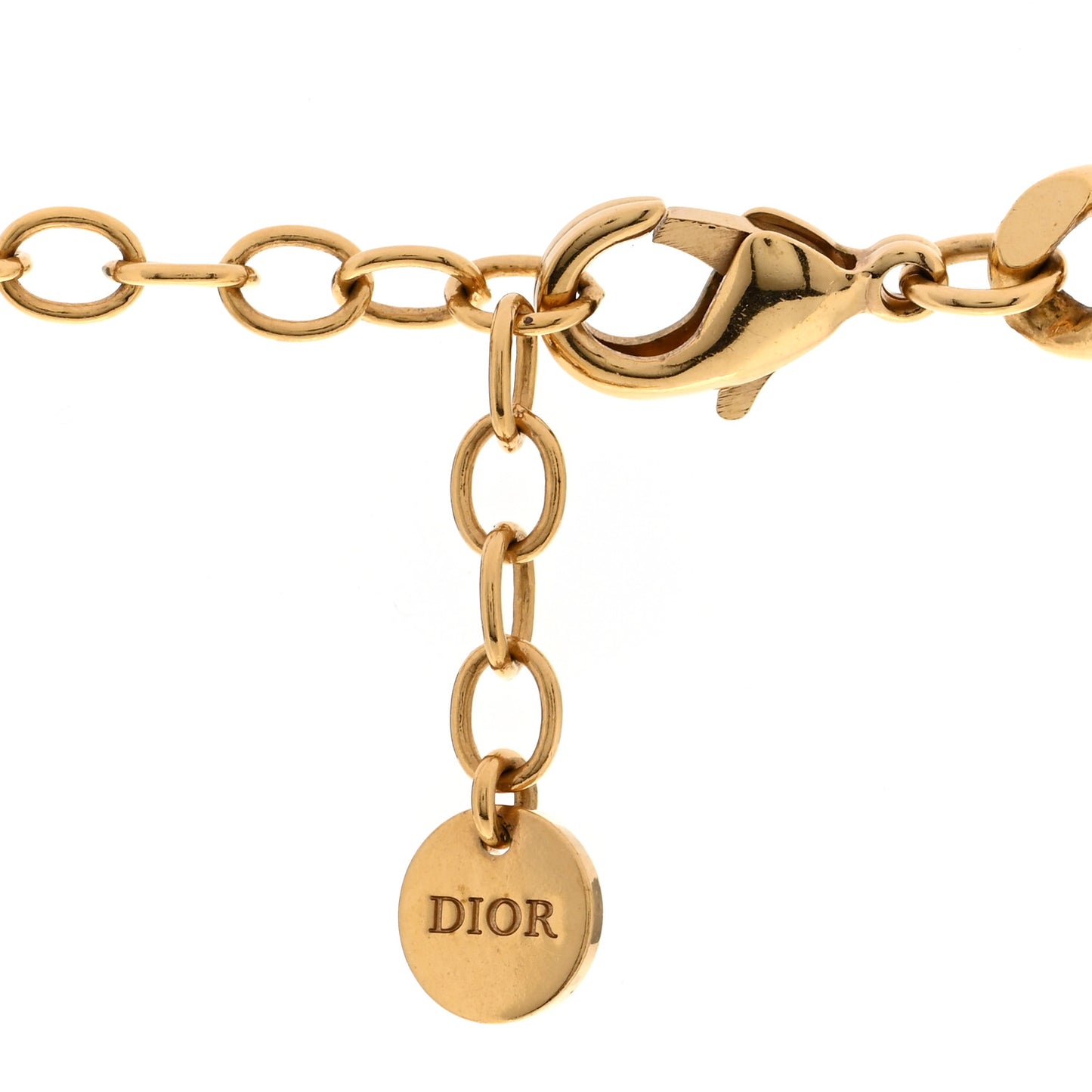 Metal Pearl CD Chain Choker Necklace Gold Pink