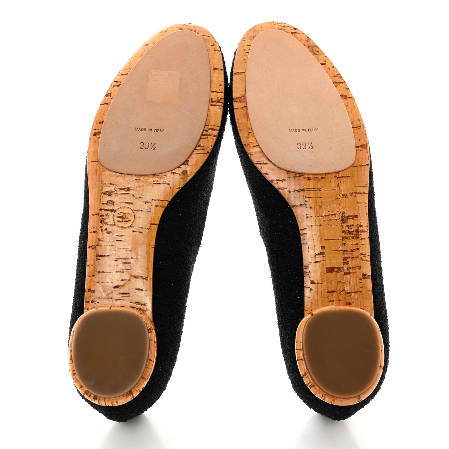 Tweed Crystal CC Ballerina Flats 39.5 Black