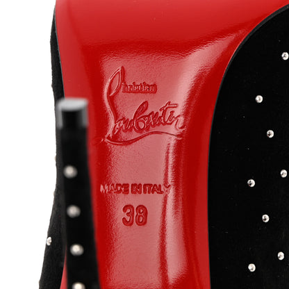 Christian Louboutin Veau Velours Studded Hot Chick 100 Pumps 38 Black Silver 7 of 13