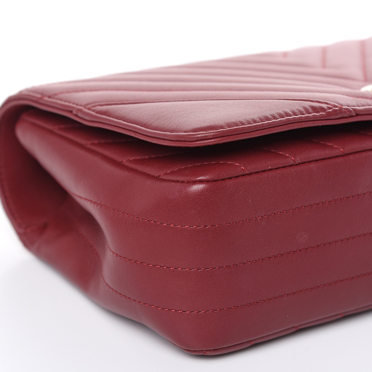 Chanel Calfskin Chevron Quilted Statement Flap Burgundy 8 of 12