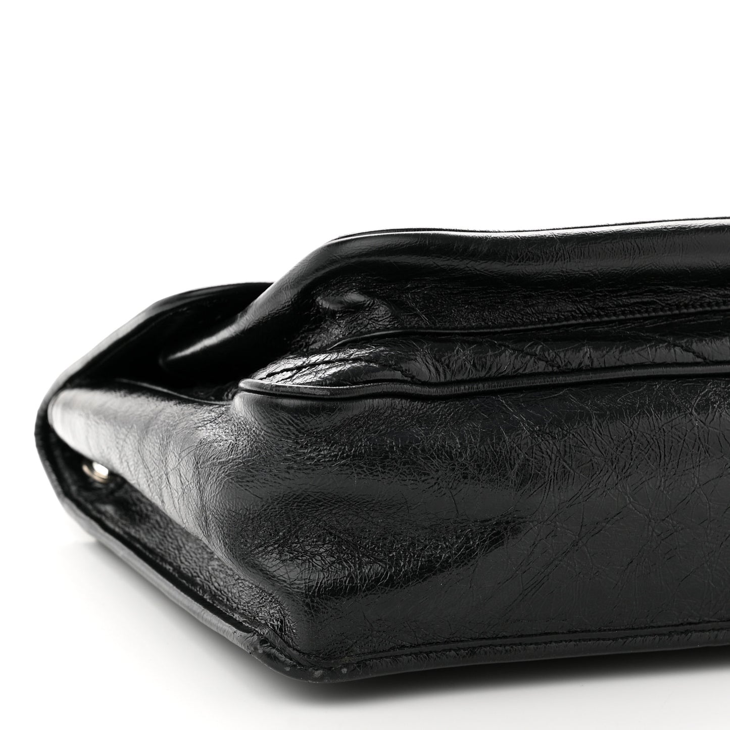 Crinkled Calfskin Matelasse Monogram Large Niki Chain Satchel Black