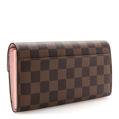Louis Vuitton Damier Ebene Sarah Wallet NM Rose Ballerine 3 of 7