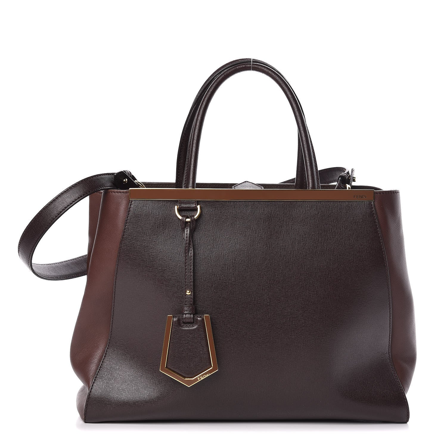 Fendi Vitello Elite Flamingo Regular 2Jours Tote Moro Marrone Nocciola 1 of 13