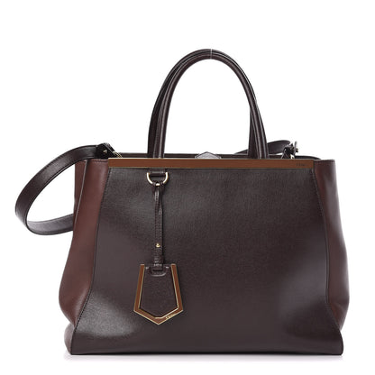 Fendi Vitello Elite Flamingo Regular 2Jours Tote Moro Marrone Nocciola 1 of 13