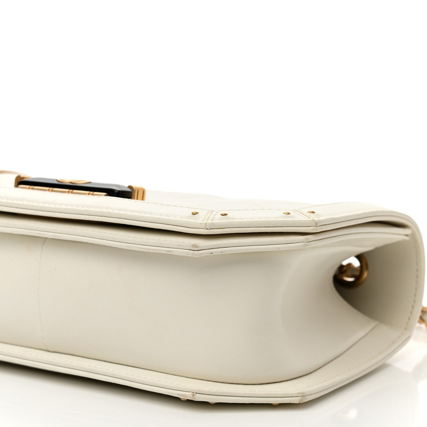 Calfskin Quilted Small Octagon CC Clasp Flap Bag White Gold