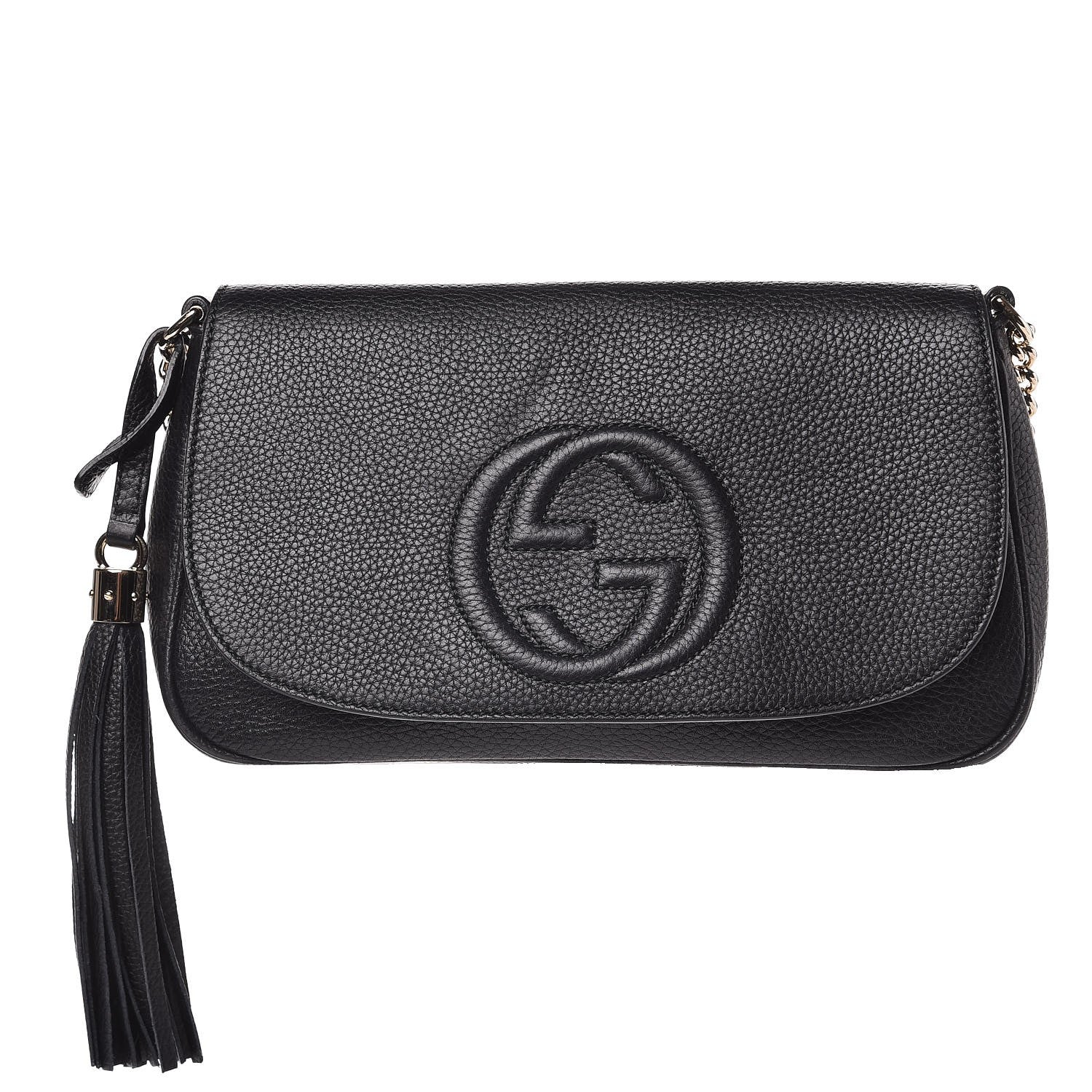 Gucci Pebbled Calfskin Medium Soho Flap Crossbody Black 1 of 9