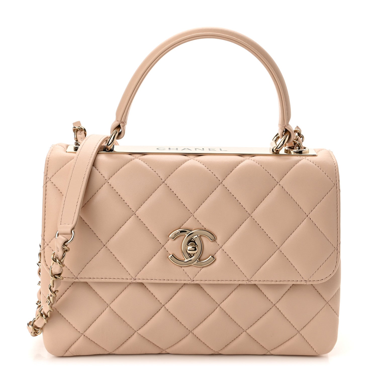 Chanel Lambskin Quilted Small Trendy CC Dual Handle Flap Bag Beige 1 of 10