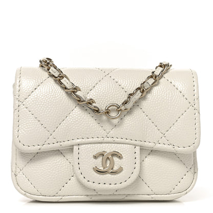 Chanel Caviar Quilted Mini Chain Belt Bag White 1 of 11