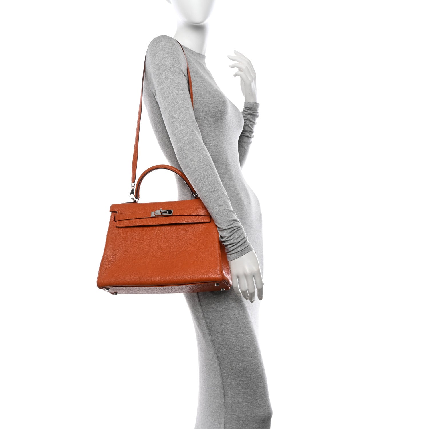 Hermes Chevre de Coromandel Kelly Retourne 32 Orange 2 of 14