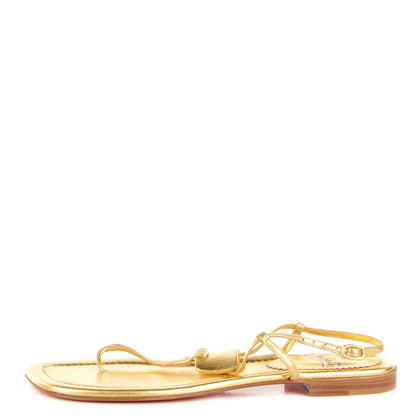 Christian Louboutin Metallic Flat Sandals 38.5 Gold 1 of 12