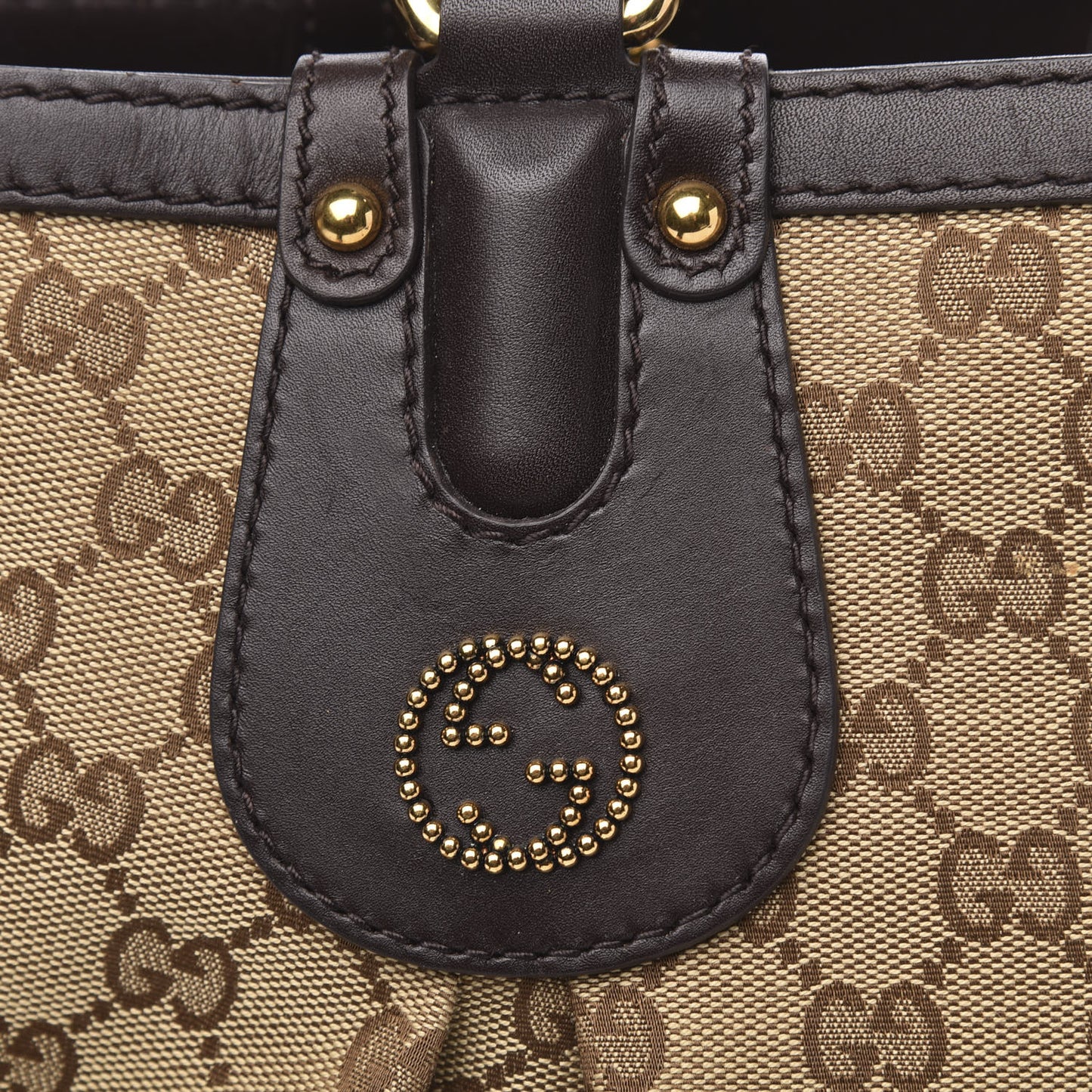 Monogram Medium Scarlett Studded Tote Dark Brown