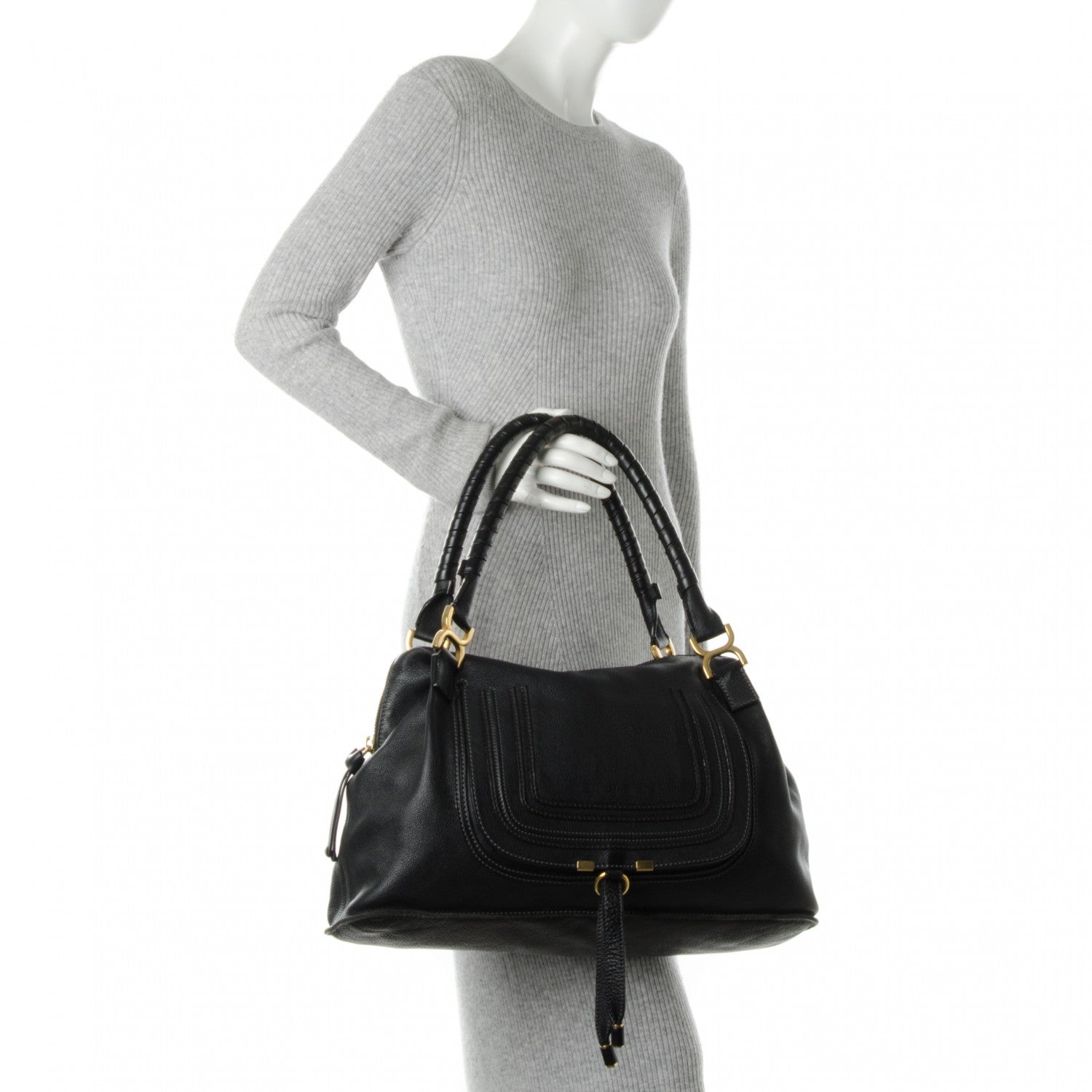 Chloe Calfskin Large Marcie Satchel Black 2 of 10