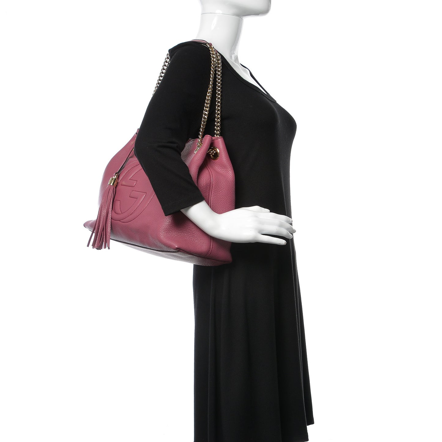 Pebbled Calfskin Medium Soho Chain Shoulder Bag Peonia Flower