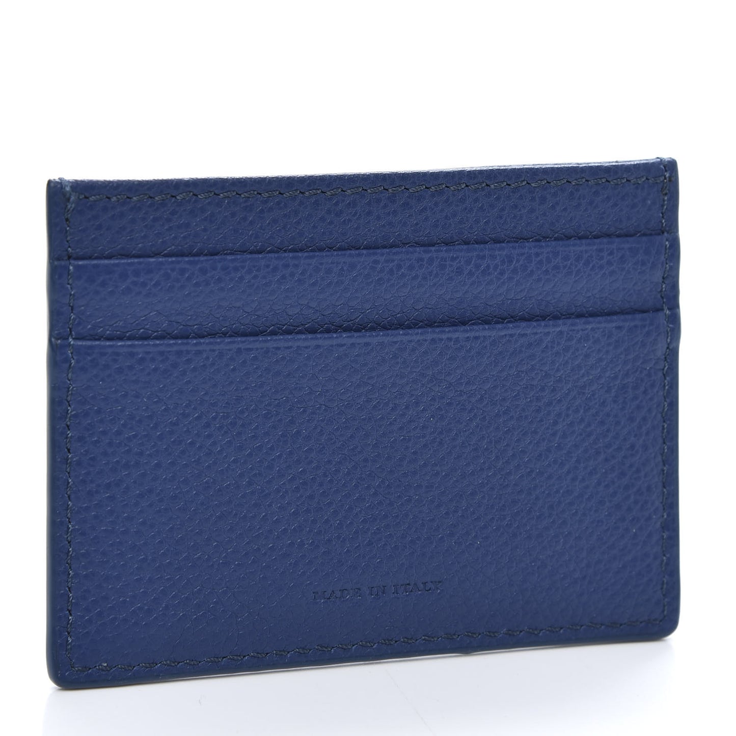Grainy Calfskin Card Case Blue