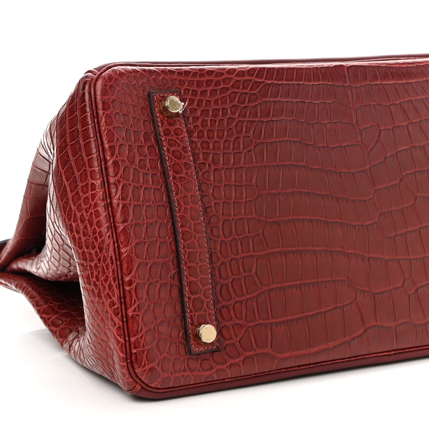 Hermes Matte Porosus Crocodile Swift Grand Marriage Ghillies Birkin 35 Rouge H Bourgogne 8 of 9