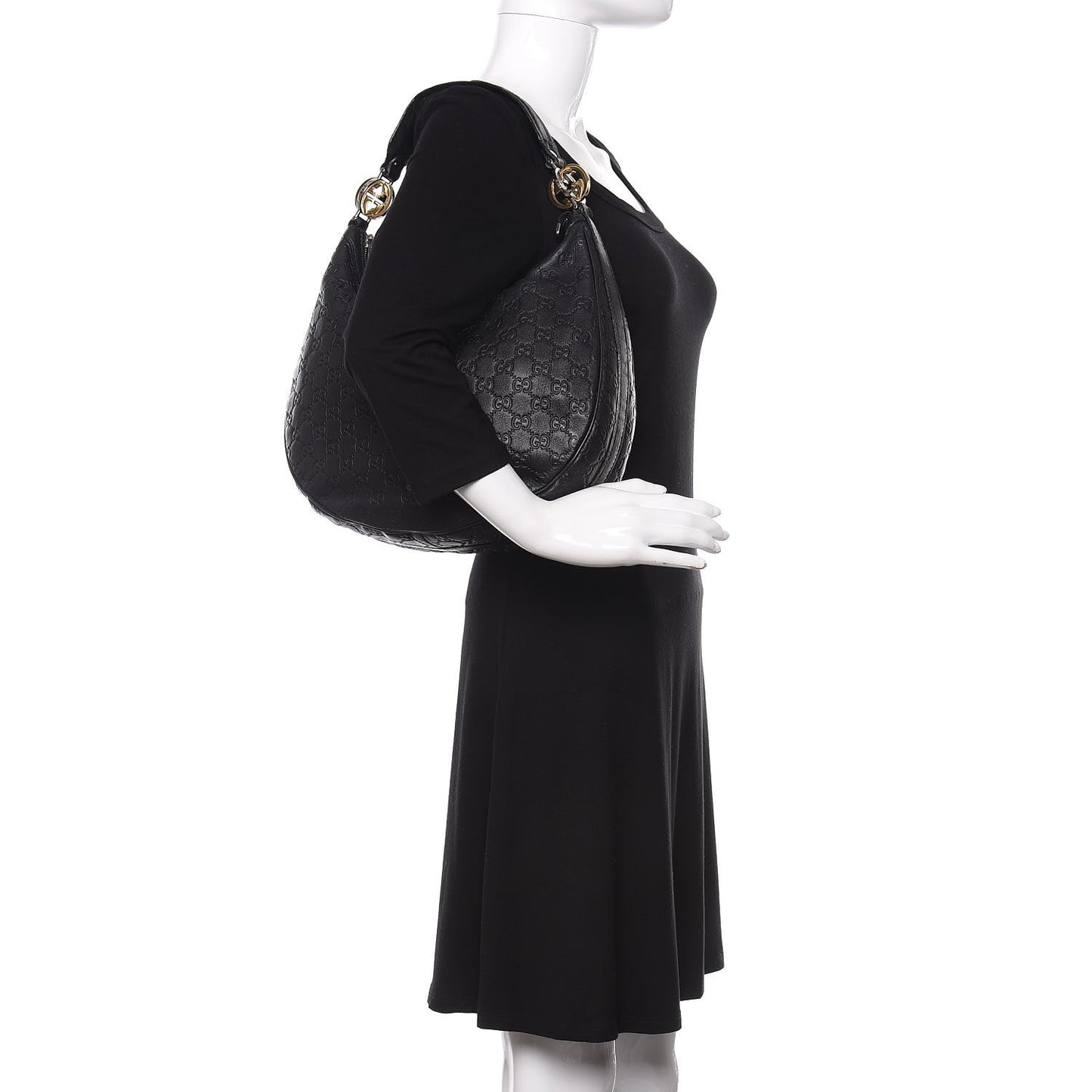 Guccissima Medium GG Twins Hobo Black