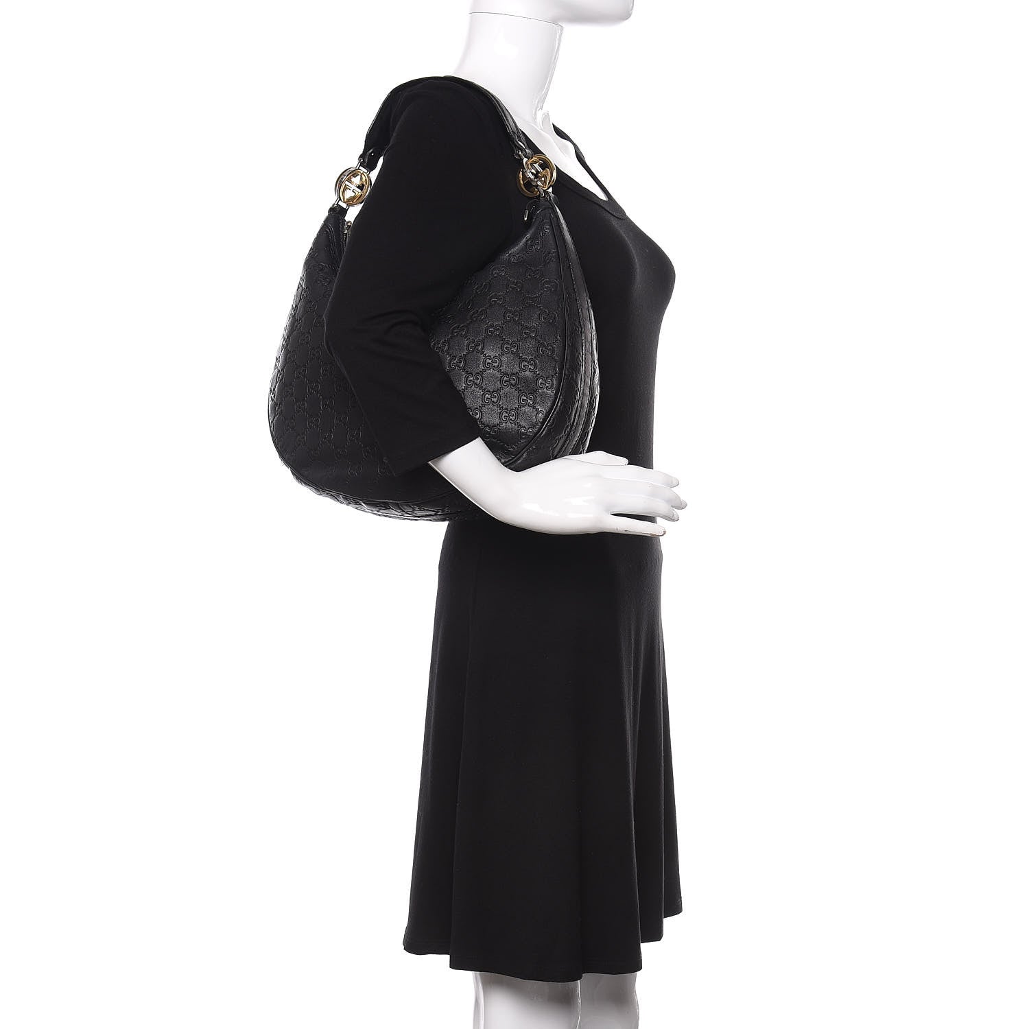 Gucci Guccissima Medium GG Twins Hobo Black 2 of 9