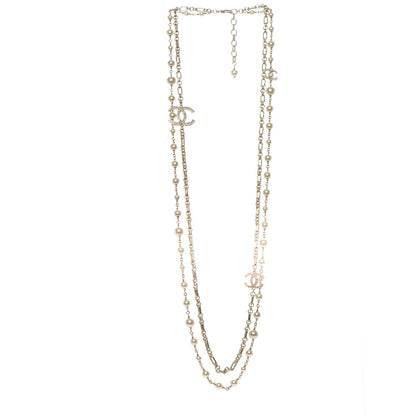 Chanel Crystal Pearl CC Long Necklace Gold 3 of 5