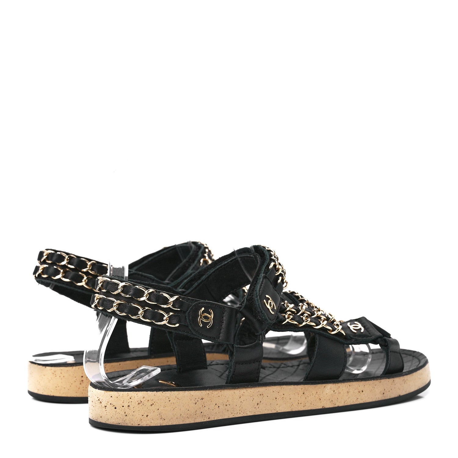 Chanel Lambskin Chain Sandals 35 Black 4 of 10