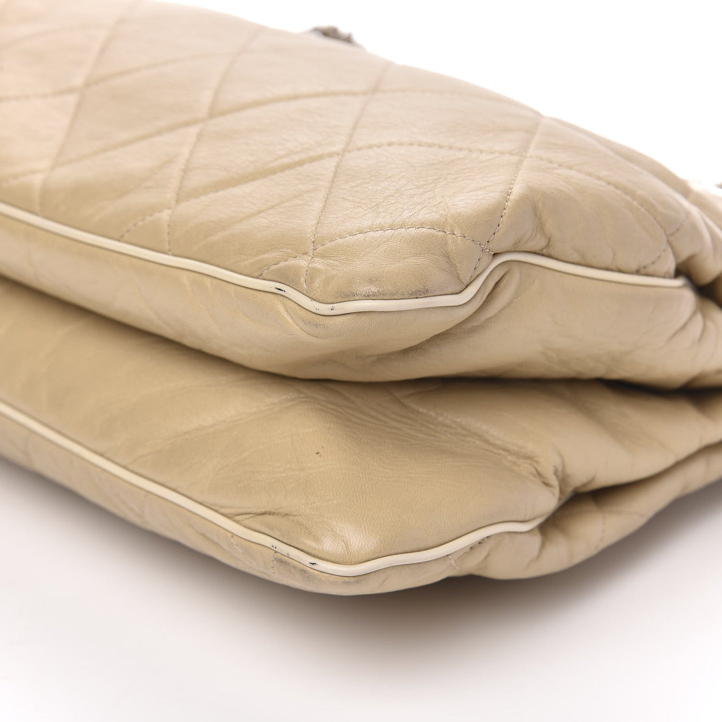 Lambskin Quilted Mademoiselle Accordion Tote Beige