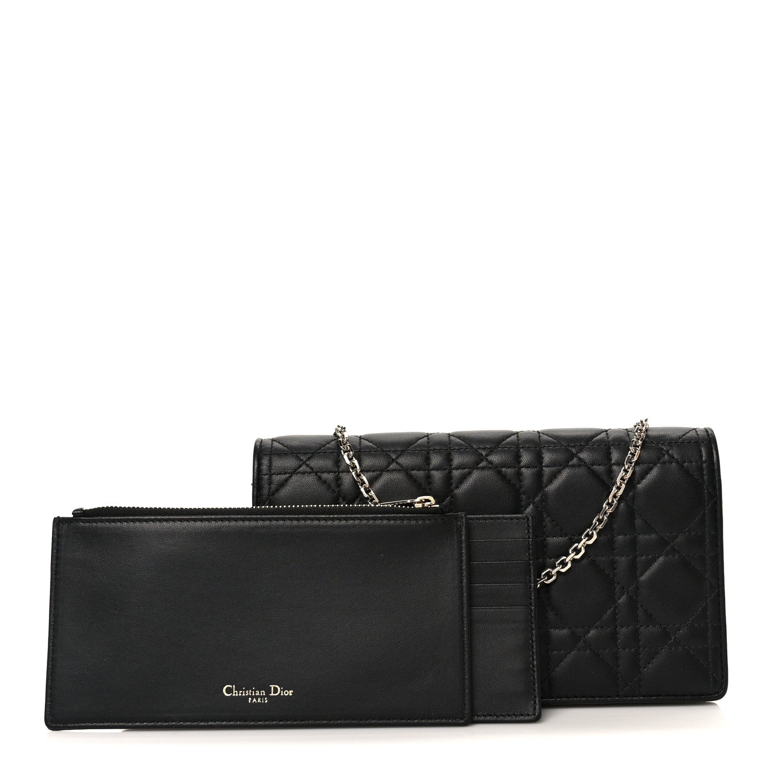 Christian Dior Lambskin Cannage Lady Dior Pouch Black 3 of 16
