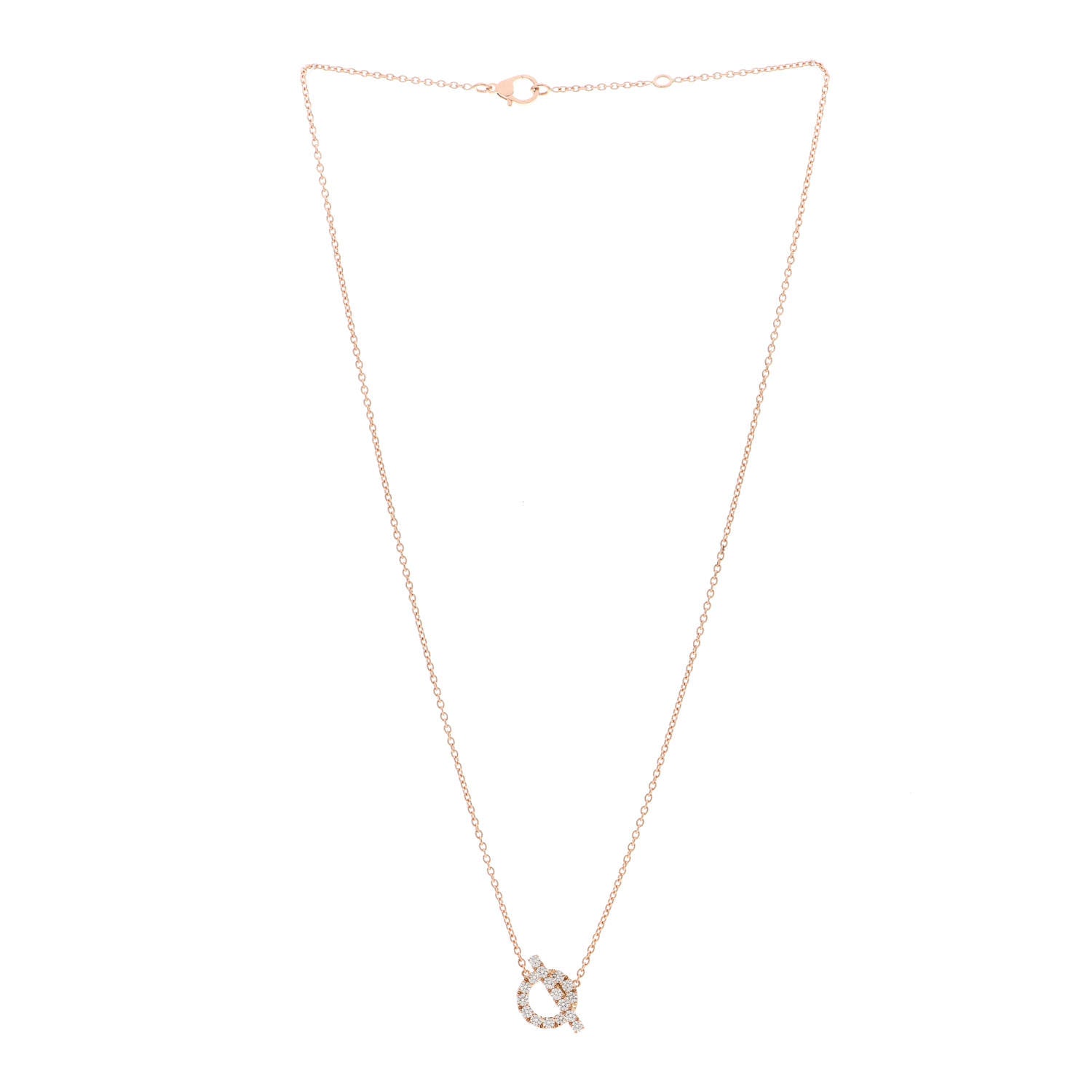 Hermes 18K Rose Gold Diamond Finesse Pendant Necklace 2 of 4