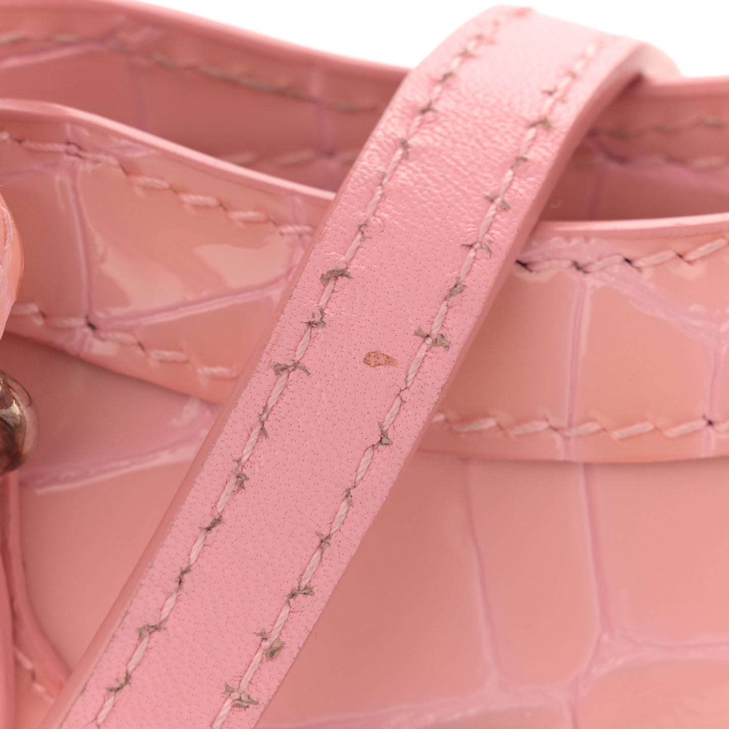 Patent Crocodile Embossed Classic Silver Hardware Nano City Light Pink
