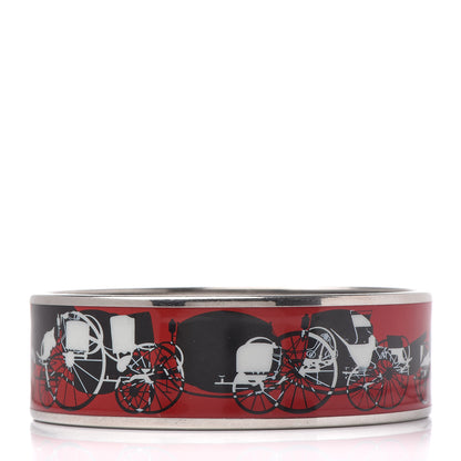 Hermes Enamel Printed Wheels Of Carriage Caleche Wide Bracelet 70 1 of 5